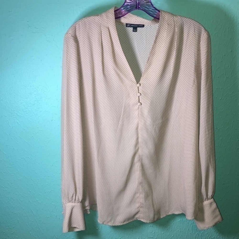 Adriana Papell pink polka dot blouse